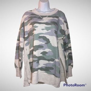 Aerie Camouflage and Cream Sweater, oversize/Loose Fit Size Small